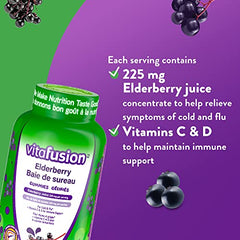 Vitafusion Elderberry Gummy Supplements, 225mg Zinc/day, 60 Count