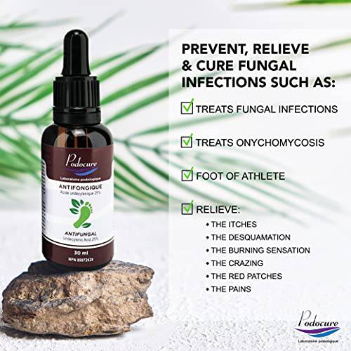 Podocure Anti-fungal Solution | With Undecylenic Acid 25% | 30ml | Finger and Toe Fungus Treatment, Nail and Athlete Repair Solution, Treats Onychomycosis, Treats Fungal Infections | 100% Natural | Podiatric Laboratory in CANADA | (PACK OF 1)