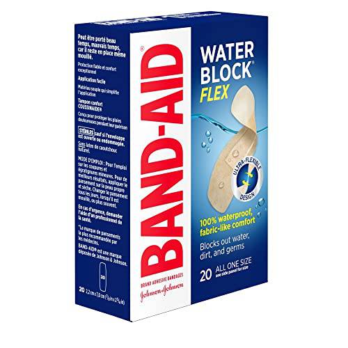 Band-Aid Brand Water Block Flex Adhesive Bandages - Self Adhesive Wound Care Skin Dressing - One Size, 20 Count