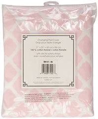 Ben & Noa Flannel Fitted Change Pad Sheet with Slits for Safety Straps, Pink Lattice