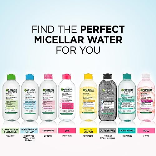 Garnier Micellar Cleansing Water, All-in-One Cleanser and Waterproof Makeup  Remover, Cleanses and Soothes, For Face, Lips & Eyes, For All Skin Types