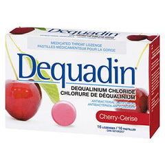 Dequadin Medicated Throat Lozenges - Cherry | Provides Antibacterial & Antifungal Relief From Sore Throat & Mouth Sores | 16 Count