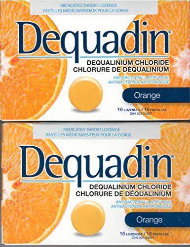 Dequadin Medicated Throat Lozenges - Orange | Provides Antibacterial & Antifungal Relief From Sore Throat & Mouth Sores - Zecoya