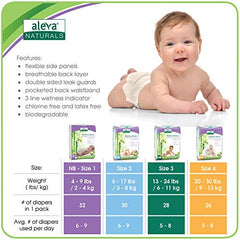 Aleva Naturals Hypoallergenic Bamboo Baby Diapers for Newborn, Ultra Soft, Sensitive Skin Friendly, Biodegradable, Disposable - Size 3 (13-24 lbs / 6-11 kgs), 28 Count