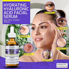 Advanced Clinicals Hyaluronic Acid Face Serum Skin Care Facial Moisturizer To Restore Skin, Anti Aging Serum For Face, Wrinkles, Dark Spots, Fine Lines, & Dry Skin, 1.75 Fl Oz