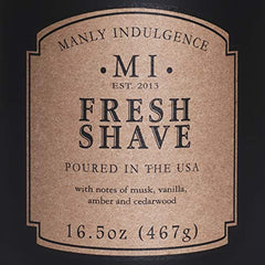 Manly Indulgence Fresh Shave Candle with Notes of Musk, Vanilla, Amber and Cedarwood (16.5 Oz)