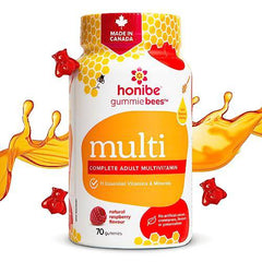 Honibe Complete Adult Multivitamin Gummies | Honey-Based Vitamins Made in Canada | Chewable Gummy Multivitamins for Women or Men | Daily Essential Vitamins and Minerals | Vegetarian Vitamin Gummies | 70 gummies |