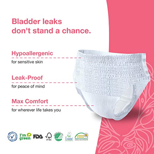 Veeda Natural Incontinence Underwear for Women, Maximum Absorbency,  Small/Medium Size