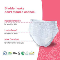 Veeda Natural Incontinence Underwear for Women, Maximum absorbency, extra Large Size, 10 count