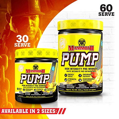 MAMMOTH PUMP – Pre Workout Powder, Superior Muscle Pumps, Increase Strength & Endurance, Explosive Power & Energy Supplement, Heightened Focus, Quick Recovery, Reduced Soreness, 60 serve - Pineapple Mango