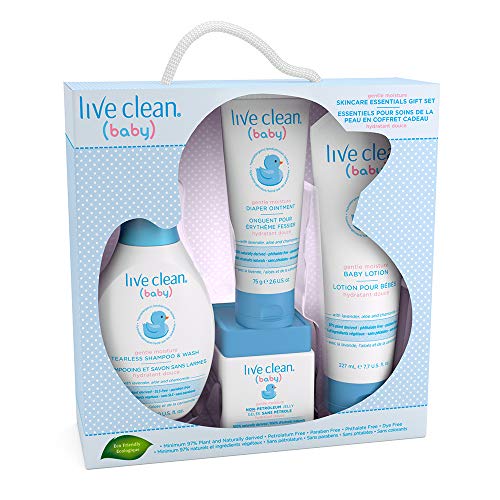 Live Clean Baby Gentle Moisture Baby Essentials Gift Set, 4 Count