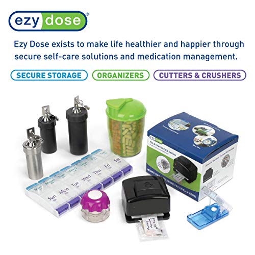 EZY DOSE Weekly (7 Day) 4 Times a Day Push Button Pill Organizer and Vitamin Planner, Removable Daily Pillboxes, Purple, Clear Lids, Large