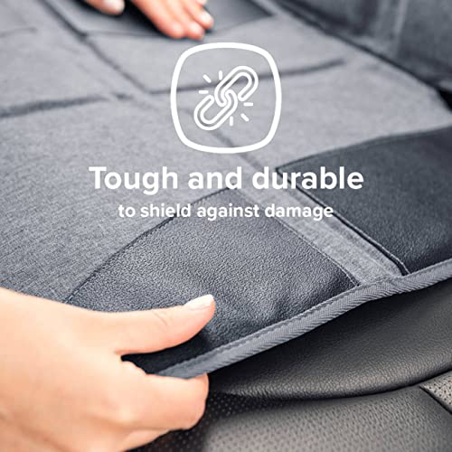 Diono Super Mat Car Seat Protector for Infant Car Seat, Booster Seat and Pets, Crash Tested, Thick Padding, Non Slip Backing, Durable, Water Resistant Protection, 3 Handy Mesh Storage Pockets, Gray