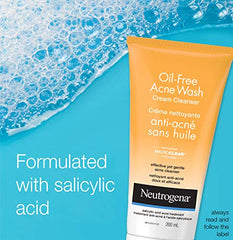 Neutrogena Acne Face Wash, Oil Free Cream Facial Cleanser with Salicylic Acid For Acne & Blackheads, 200ml