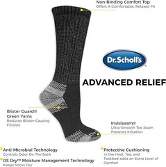 Dr. Scholl's Women's Advanced Relief Blisterguard Socks - 2 & 3 Pair Packs - Non-Binding Cushioned Moisture Management, White - Knee High (2 Pairs), 4-10