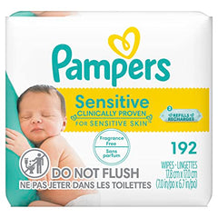 Pampers Baby Wipes, SENSITIVE, 3X Refill Packs, 192 Count