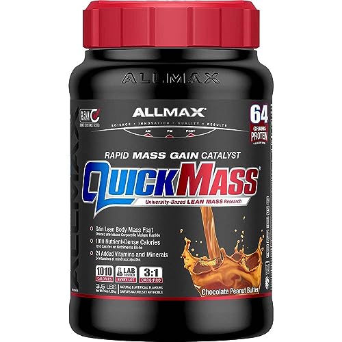 ALLMAX Nutrition - QUICKMASS - NEW SIZE - Weight Gainer & Rapid Gain Catalyst, Chocolate Peanut Butter, 3.5 Pound, 3.5 Lb