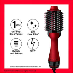 Revlon RVDR5222HOLF One-Step™ Volumizer and Ionic Hair Dryer with Advanced Ionic Technology™, Hot Air Brush, Less Frizz, 3 Heat/ 2 Speed Settings, Red