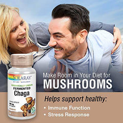 Solaray Organically Grown Fermented Chaga Mushroom 500 mg | Healthy Immune Function Support | 30 Servings | 60 VegCaps