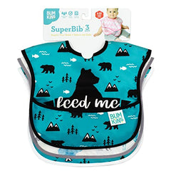Bumkins SuperBib, Baby Bib, Waterproof, Washable Fabric, Fits Babies and Toddlers 6-24 Months - Feed Me, Outdoor, Wild Life (3-Pack)