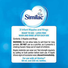 Similac Infant Formula Standard Flow Nipple and Ring, For Use with Similac Baby Formula, 3 Pack