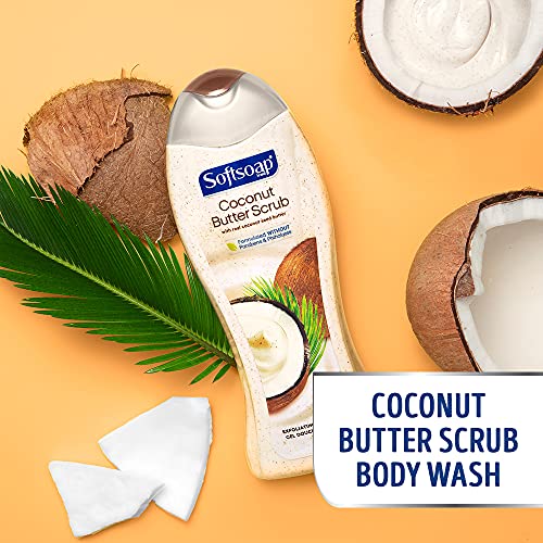 Softsoap Exfoliating Body Wash Scrub, Coconut Butter, 591 mL (2 Pack)