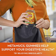 Metamucil Fibre Supplement Gummies, No Sugar Added, Orange Flavour, Prebiotic, Plant-Based, 72 Count, (Package May Vary)