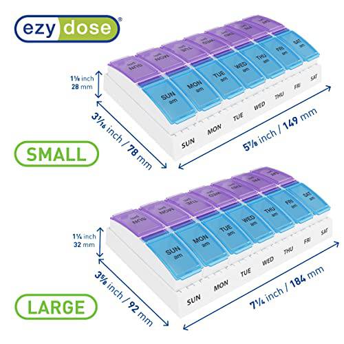 EZY DOSE Weekly AM/PM Travel Pill Organizer and Planner, Removable AM/PM Compartments, Great for Travel (Small), Dosette/Pillulier