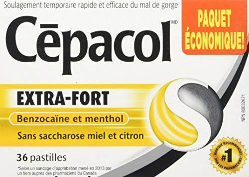 Cēpacol Extra Strength, Sucrose Free, Honey Lemon, Sore Throat lozenges, Value Pack, 36 count