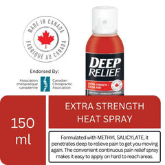 Deep Relief Extra Strength Heat Pain Relief Spray, Relieve Sore Muscles and Joints, 150ml