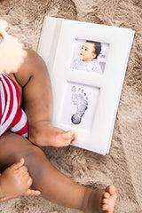 Pearhead Classic Baby Memory Book with an Included Clean-Touch Ink Pad to Create Baby's Handprint or Footprint, Ivory