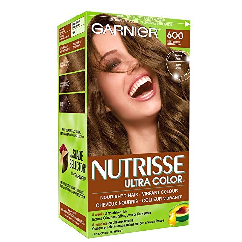 Garnier Nutrisse Ultra Color, Permanent Hair Dye, 60 Light Brown, Vibrant Colour, Silky and Smooth Hair Enriched With Avocado Oil, 1 Application