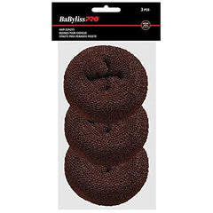 BaBylissPRO Hair Donuts, 3.5 inch Diameter, Black, 3 per pack