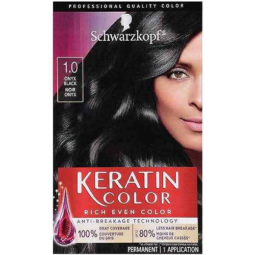 Schwarzkopf Keratin Color Permanent Hair Color Cream, 1.0 Onyx Black, 1 Count