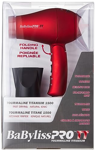BaBylissPRO Tourmaline & Titanium Micro Travel Hairdryer with folding handle