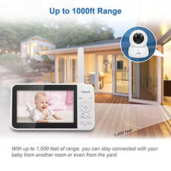 VTech VM924 Pan & Tilt Video Baby Monitor, 5" LCD Screen, Up to 17 Hrs Video Battery Life, Plug & Play, 1.33x Zoom, Night Vision, Up to 1000ft Range, Soothing Sounds, 2-Way Talk, Secured Transmission