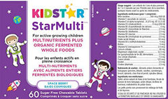 KidStar Nutrients - Star Multi Kids Multivitamin Space Berry, 60 Chewable Tablets - Multinutrients Plus Organic Fermented Whole Foods - Teeth & Bone Health, Healthy Gum, Heart Health & Immune Support