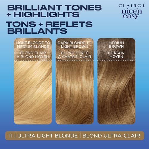 Clairol Nice'n Easy Permanent Hair Dye, 11 Ultra Light Blonde Hair Color, 1 Count