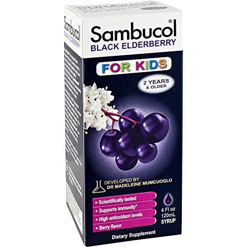 Sambucol Black Elderberry Syrup for Kids - Kids Elderberry Syrup, Added Vitamin C, Black Elderberry Syrup, Sambucus Elderberry Kids Syrup for Immune Support, Delicious Berry Taste - 4 Fl Oz, 2-Pack