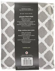 Kushies Pack N Play Playard Sheet, Soft 100% breathable cotton flannel, Made in Canada, Grey Lattice