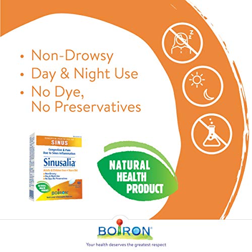 Boiron Sinusalia, 60 Tablets, Homeopathic Medicine for Nasal Congestion and Pain Related to Sinus Inflammation Like Stuffy Nose and Sinus Pressure, Non-Drowsy, For Ages 4 to Adult