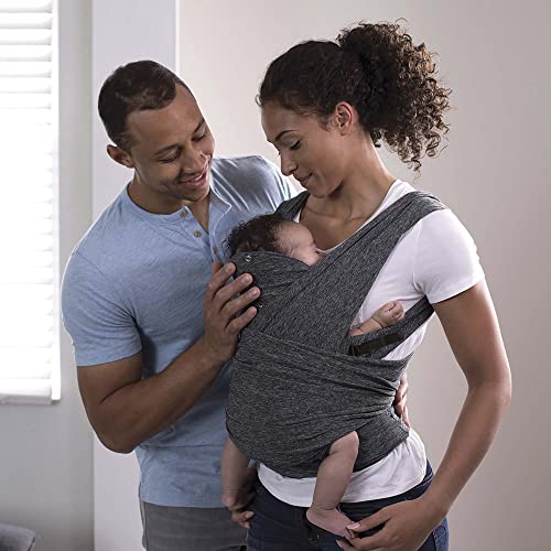Boppy Baby Carrier—ComfyFit Adjust, Heathered Gray, Hybrid Wrap with New Adjustable Arm Straps to Fit More Bodies, 3 Carrying Positions, 0m+ 8-35lbs, Soft Yoga-Inspired Fabric with Storage Pouch