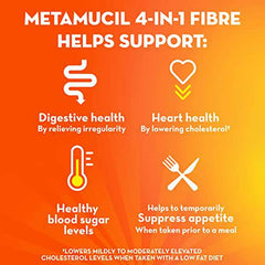 Metamucil, Daily Psyllium Husk Powder Supplement, Sugar-Free, 4-in-1 Fiber for Digestive Health, Orange Smooth Flavored Drink, 114 Servings