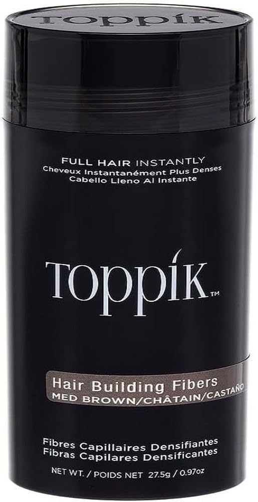 TOPPIK Hair Building Fibers For Instantly Fuller Hair, Medium Brown, 27.5 g, Fill In Fine Or Thinning Hair, Instantly Thicker Looking Hair, Multiple Shades For Men & Women