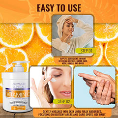 Advanced Clinicals Vitamin C Face & Body Cream Moisturizing Skin Care Lotion, Anti Aging Vitamin C Skincare Moisturizer For Body, Face, Age Spots, Wrinkles, & Sun Damaged Skin, Large 16 Oz Spa Size