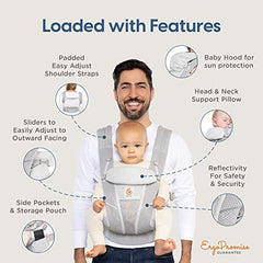 Ergobaby All Carry Positions Breathable Mesh Baby Carrier with Enhanced Lumbar Support & Airflow (7-45 Lb), Omni Breeze, Olive Green