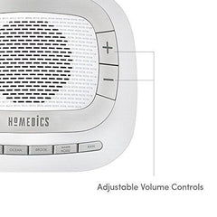 HoMedics SS-2025 White Noise Sound Machine | Portable Sleep Therapy for Home, Office, Baby & Travel | 6 Relaxing & Soothing Nature Sounds, Battery or Adapter Charging Options, Auto-Off Timer , Silver