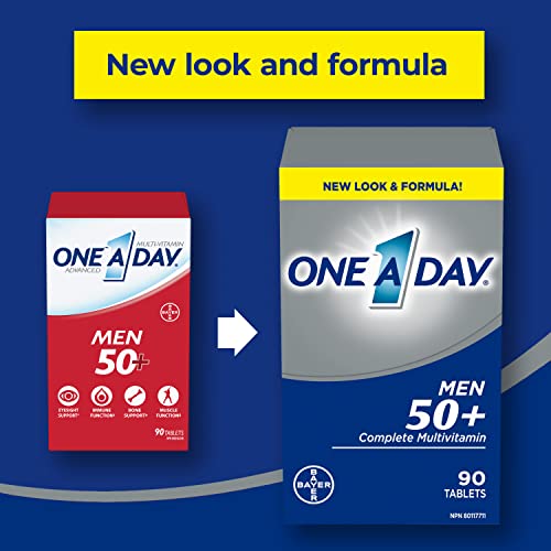 One A Day Multivitamin For Men 50 Plus - Daily Vitamins For Men With Vitamins A, B, C, D, E, Calcium, Selenium, Magnesium And Zinc To Support Immune, Bone, Heart And Eye Health, And Energy, 90 Tablets
