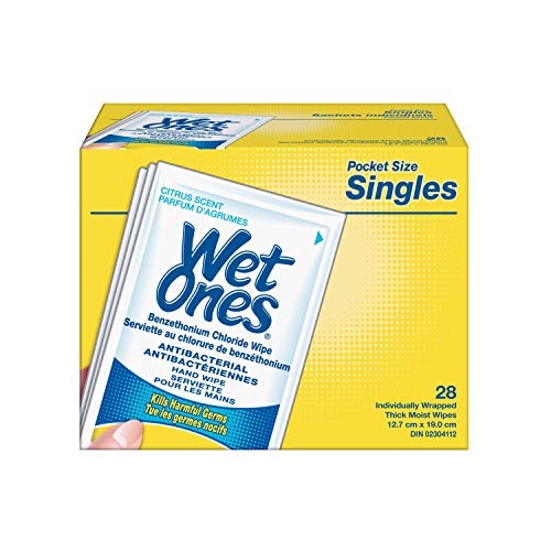 Wet Ones Antibacterial Hand Wipes, Citrus Scent, 28 Individually Wrapped Wet Wipes