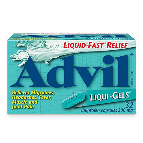 Advil Regular Strength Ibuprofen Pain Relief Liquid-Gels, Fast Acting Pain Relief for Migraine, Arthritis, Back, Neck, Joint, and Muscle Relief, 200mg (32 Count)